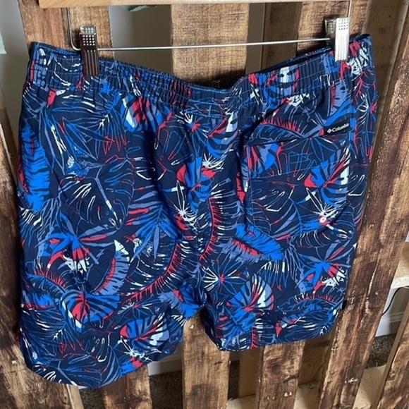 Columbia Swim trunks Men's Summerdry pocket Bright Indigo King Palm Size Medium - Picture 9 of 13